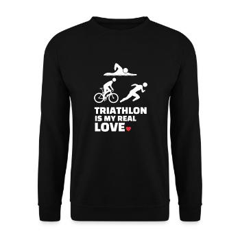 Ich Liebe Triathlon - Unisex Pullover - Schwarz - Vorne - Alina (178cm) & Michal (187cm)