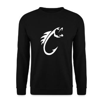 Anglers | Fishermen | Fishing | Fish hook motif - Unisex Sweatshirt - black - Front - Alina (178cm) & Michal (187cm)