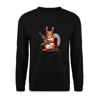 Eichhörnchensind sehr gefährliche Waldbewohner - Unisex Pullover - Schwarz - Vorne - Alina (178cm) & Michal (187cm)