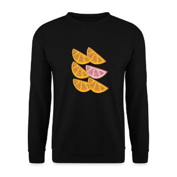orangen schnitze 6fach - Unisex Pullover - Schwarz - Vorne - Alina (178cm) & Michal (187cm)
