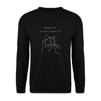Zuhause ist wo meine Katze ist - Unisex Pullover - Schwarz - Vorne - Alina (178cm) & Michal (187cm)