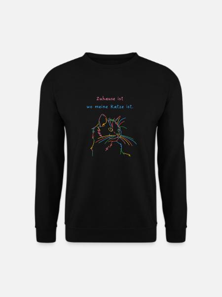 Zuhause ist wo meine Katze ist - Unisex Pullover - Schwarz