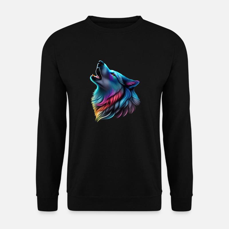 Bunter Wolf - Unisex Pullover - Schwarz