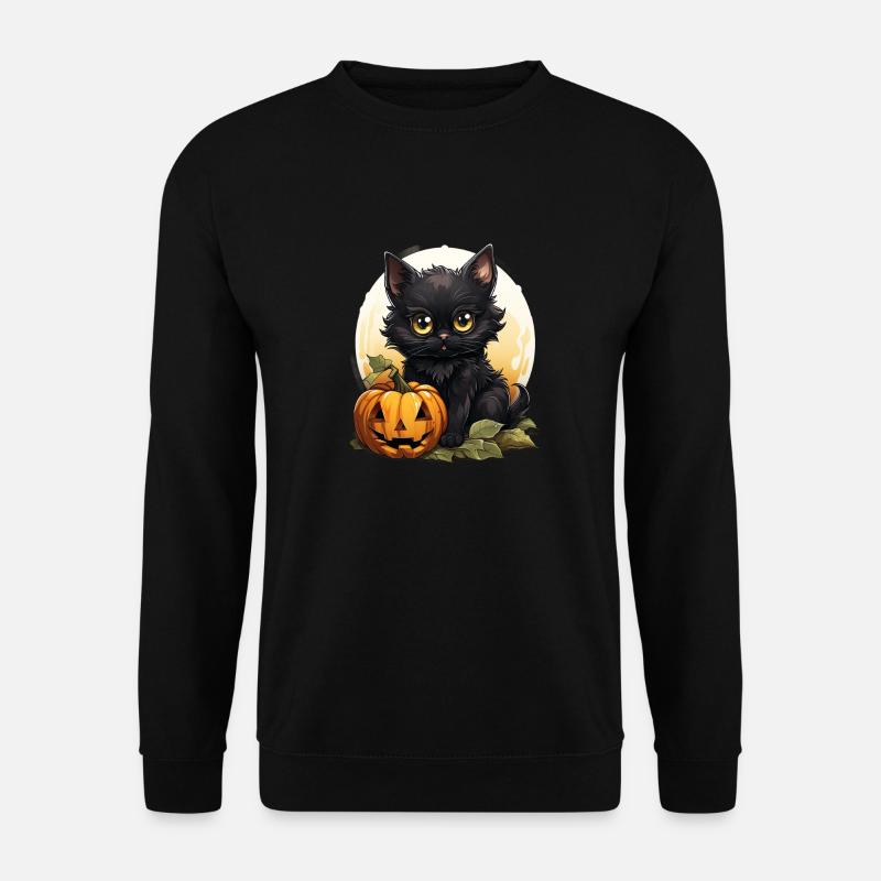 Black Cat Halloween Pumpkin - Cat - Unisex Pullover - Schwarz