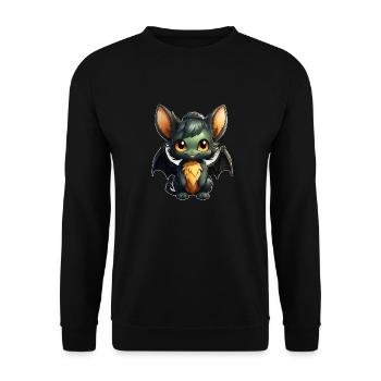 Bat Halloween I Cartoon Cute Bat - Unisex Pullover - Schwarz - Vorne - Alina (178cm) & Michal (187cm)