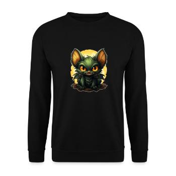 Bat Halloween I Cartoon Cute Bat - Unisex Pullover - Schwarz - Vorne - Alina (178cm) & Michal (187cm)