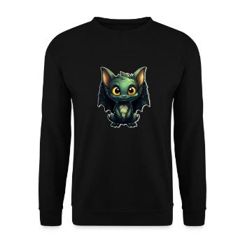 Bat Halloween I Cartoon Cute Bat - Unisex Pullover - Schwarz - Vorne - Alina (178cm) & Michal (187cm)