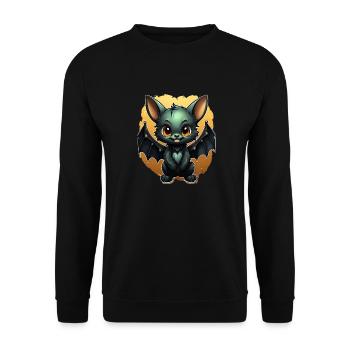 Bat Halloween I Cartoon Cute Bat - Unisex Pullover - Schwarz - Vorne - Alina (178cm) & Michal (187cm)