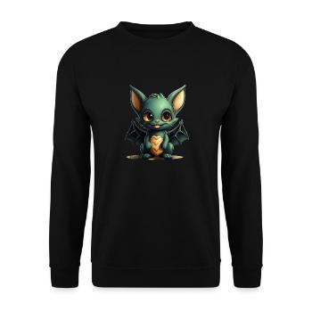 Bat Halloween I Cartoon Cute Bat - Unisex Pullover - Schwarz - Vorne - Alina (178cm) & Michal (187cm)