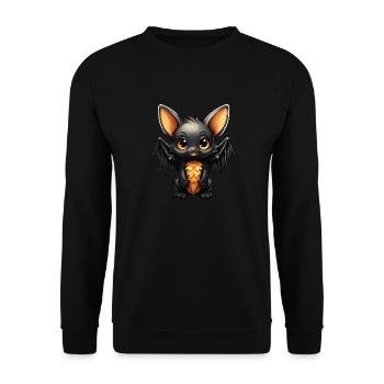Bat Halloween I Cartoon Cute Bat - Unisex Pullover - Schwarz - Vorne - Alina (178cm) & Michal (187cm)
