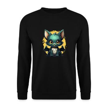Bat Halloween I Cartoon Cute Bat - Unisex Pullover - Schwarz - Vorne - Alina (178cm) & Michal (187cm)