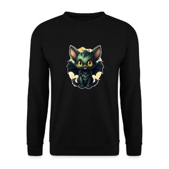 Bat Halloween I Cartoon Cute Bat - Unisex Pullover - Schwarz - Vorne - Alina (178cm) & Michal (187cm)