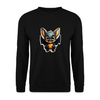 Bat Halloween I Cartoon Cute Bat - Unisex Pullover - Schwarz - Vorne - Alina (178cm) & Michal (187cm)