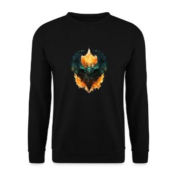 Bat Halloween I Cartoon Cute Bat - Unisex Pullover - Schwarz - Vorne - Alina (178cm) & Michal (187cm)