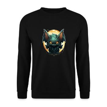 Bat Halloween I Cartoon Cute Bat - Unisex Pullover - Schwarz - Vorne - Alina (178cm) & Michal (187cm)