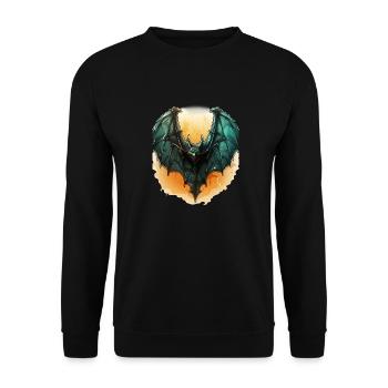 Bat Halloween I Cartoon Cute Bat - Unisex Pullover - Schwarz - Vorne - Alina (178cm) & Michal (187cm)