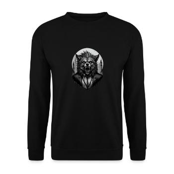 LOUP GAROU en costume 5 - Sweat-shirt Unisexe - noir - Devant - Alina (178cm) & Michal (187cm)