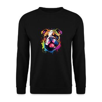 English Bulldog Pop Art I Dog Lover I Splash Art - Unisex Sweatshirt - black - Front - Alina (178cm) & Michal (187cm)