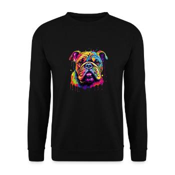 English Bulldog Pop Art I Dog Lover I Splash Art - Unisex Sweatshirt - black - Front - Alina (178cm) & Michal (187cm)