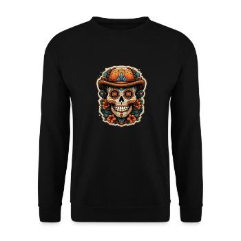 Day Of The Dead I Sugar Skull I Dia De Los Muertos - Unisex Pullover - Schwarz - Vorne - Alina (178cm) & Michal (187cm)