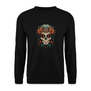 Day Of The Dead I Sugar Skull I Dia De Los Muertos - Unisex Sweatshirt - black - Front - Alina (178cm) & Michal (187cm)
