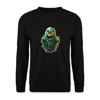 Ghost Lover Cartoon Style Halloween Ghost Spooky - Unisex Sweatshirt - black - Front - Alina (178cm) & Michal (187cm)