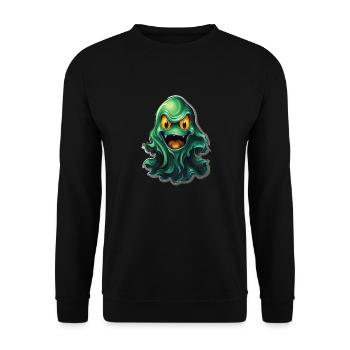 Ghost Lover Cartoon Style Halloween Ghost Spooky - Unisex Sweatshirt - black - Front - Alina (178cm) & Michal (187cm)