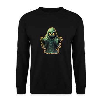 Ghost Lover Cartoon Style Halloween Ghost Spooky - Unisex Sweatshirt - black - Front - Alina (178cm) & Michal (187cm)