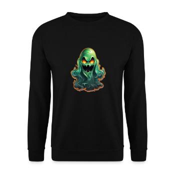 Ghost Lover Cartoon Style Halloween Ghost Sppoky - Unisex Pullover - Schwarz - Vorne - Alina (178cm) & Michal (187cm)