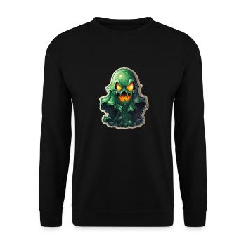 Ghost Lover Cartoon Style Halloween Ghost Spooky - Unisex Sweatshirt - black - Front - Alina (178cm) & Michal (187cm)