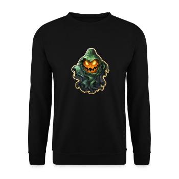 Ghost Lover Cartoon Style Halloween Ghost Spooky - Unisex Sweatshirt - black - Front - Alina (178cm) & Michal (187cm)