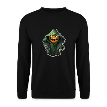 Ghost Lover Cartoon Style Halloween Ghost Spooky - Unisex Sweatshirt - black - Front - Alina (178cm) & Michal (187cm)