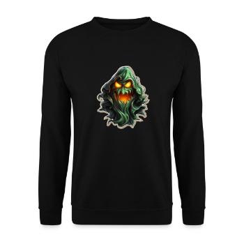 Ghost Lover Cartoon Style Halloween Ghost Spooky - Unisex Sweatshirt - black - Front - Alina (178cm) & Michal (187cm)