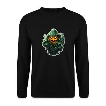 Ghost Lover Cartoon Style Halloween Ghost Spooky - Unisex Sweatshirt - black - Front - Alina (178cm) & Michal (187cm)