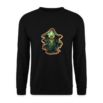 Ghost Lover Cartoon Style Halloween Ghost Spooky - Unisex Sweatshirt - black - Front - Alina (178cm) & Michal (187cm)