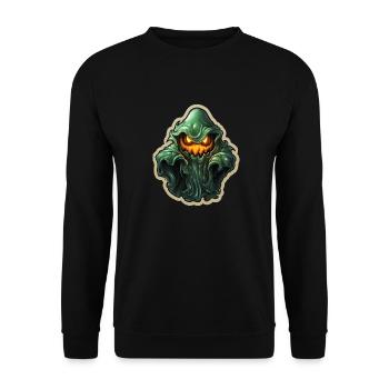Ghost Lover Cartoon Style Halloween Ghost Spooky - Unisex Sweatshirt - black - Front - Alina (178cm) & Michal (187cm)