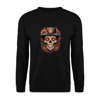 Day Of The Dead I Sugar Skull I Dia De Los Muertos - Unisex Pullover - Schwarz - Vorne - Alina (178cm) & Michal (187cm)
