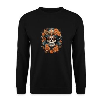 Day Of The Dead I Sugar Skull I Dia De Los Muertos - Unisex Pullover - Schwarz - Vorne - Alina (178cm) & Michal (187cm)