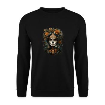Day Of The Dead I Sugar Skull I Dia De Los Muertos - Unisex Pullover - Schwarz - Vorne - Alina (178cm) & Michal (187cm)