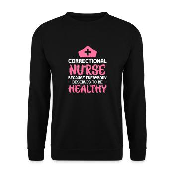 correctional nurse everybody healthy Design - Unisex Pullover - Schwarz - Vorne - Alina (178cm) & Michal (187cm)