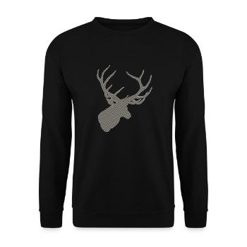 Hirsch mit Muster - Unisex Pullover - Schwarz - Vorne - Alina (178cm) & Michal (187cm)