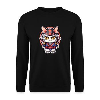 Samurai Cat #3 - Unisex Sweatshirt - black - Front - Alina (178cm) & Michal (187cm)