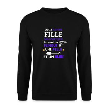 J'ai une Fille Magnifique - Sweat-shirt Unisexe - noir - Devant - Alina (178cm) & Michal (187cm)