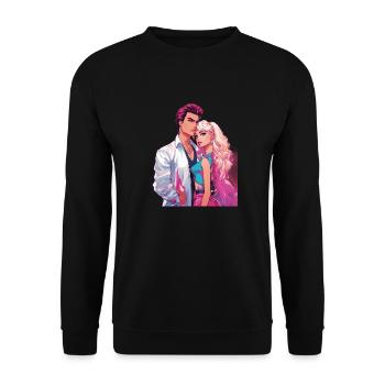 80s Outfits - Unisex Sweatshirt - black - Front - Alina (178cm) & Michal (187cm)