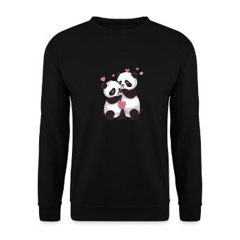 I Love You Panda - Unisex Sweatshirt - black - Front - Alina (178cm) & Michal (187cm)