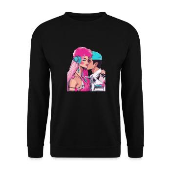 Anime Love is Limitless - Unisex Sweatshirt - black - Front - Alina (178cm) & Michal (187cm)