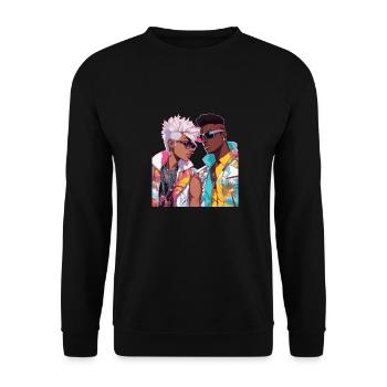 Le cœur de l’anime saute les battements - Sweat-shirt Unisexe - noir - Devant - Alina (178cm) & Michal (187cm)