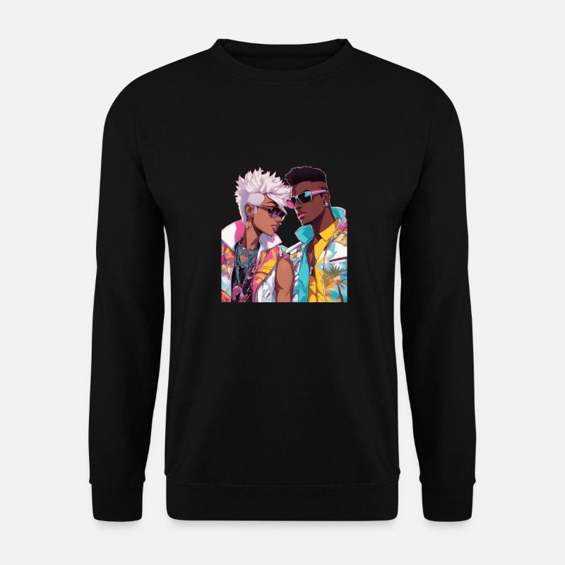 Anime-Herz überspringt Beats - Unisex Pullover - Schwarz