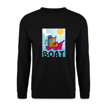 Colorful image of a funny tugboat - Unisex Sweatshirt - black - Front - Alina (178cm) & Michal (187cm)