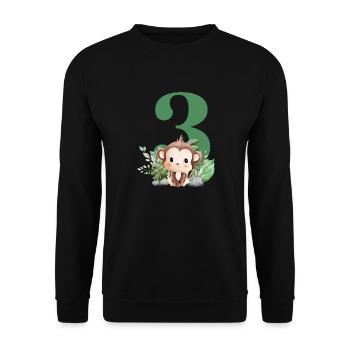 3rd Birthday Monkey Safari - Unisex Sweatshirt - black - Front - Alina (178cm) & Michal (187cm)